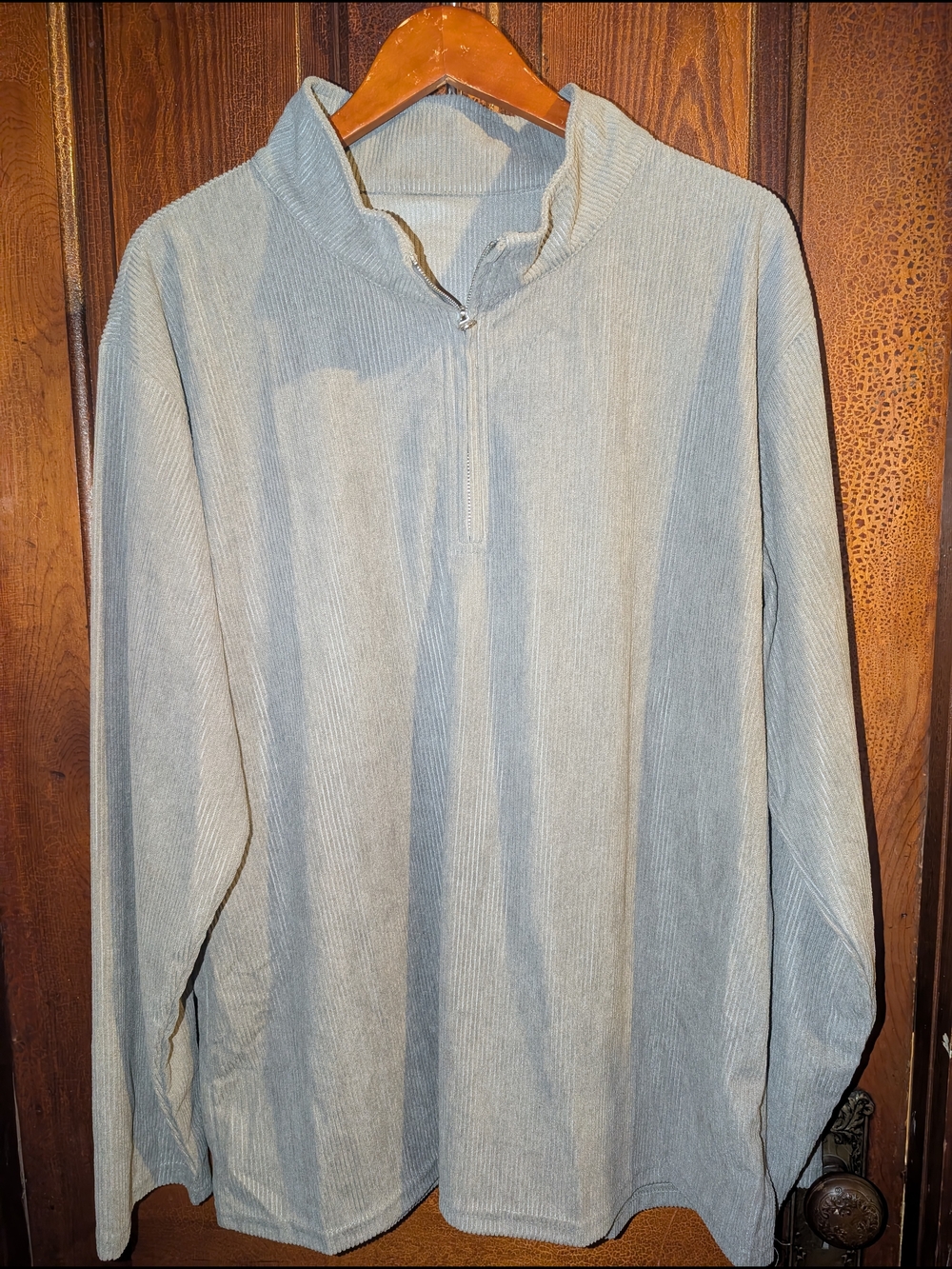 Light Grey Corduroy Quarter-Zip Pullover XXL Mens